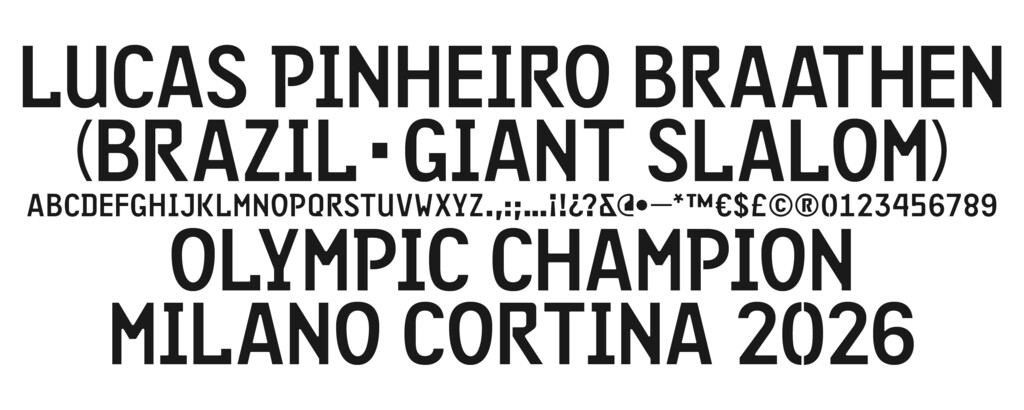 Custom typography for Brazilian alpine skier Lucas Pinheiro, 2024 - © Axel Pelletanche